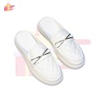 Women's Summer Fashion Leather Flat Casual White Shoes/Half Slippers - Image 3