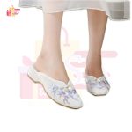 Women Cotton 7 Colors Embroidered Flat Slippers Summer Shoes - Image 2