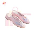 Women Cotton Pink Colour Embroidered Flat Slippers Summer Shoes - Image 3