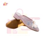 Women Cotton Pink Colour Embroidered Flat Slippers Summer Shoes - Image 4