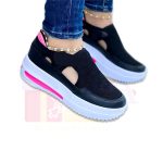 Ladies Casual Black Breathable Sneakers - Image 3