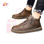 Pu-Leather Brown Boots for Men Winter Sneakers - Image 2